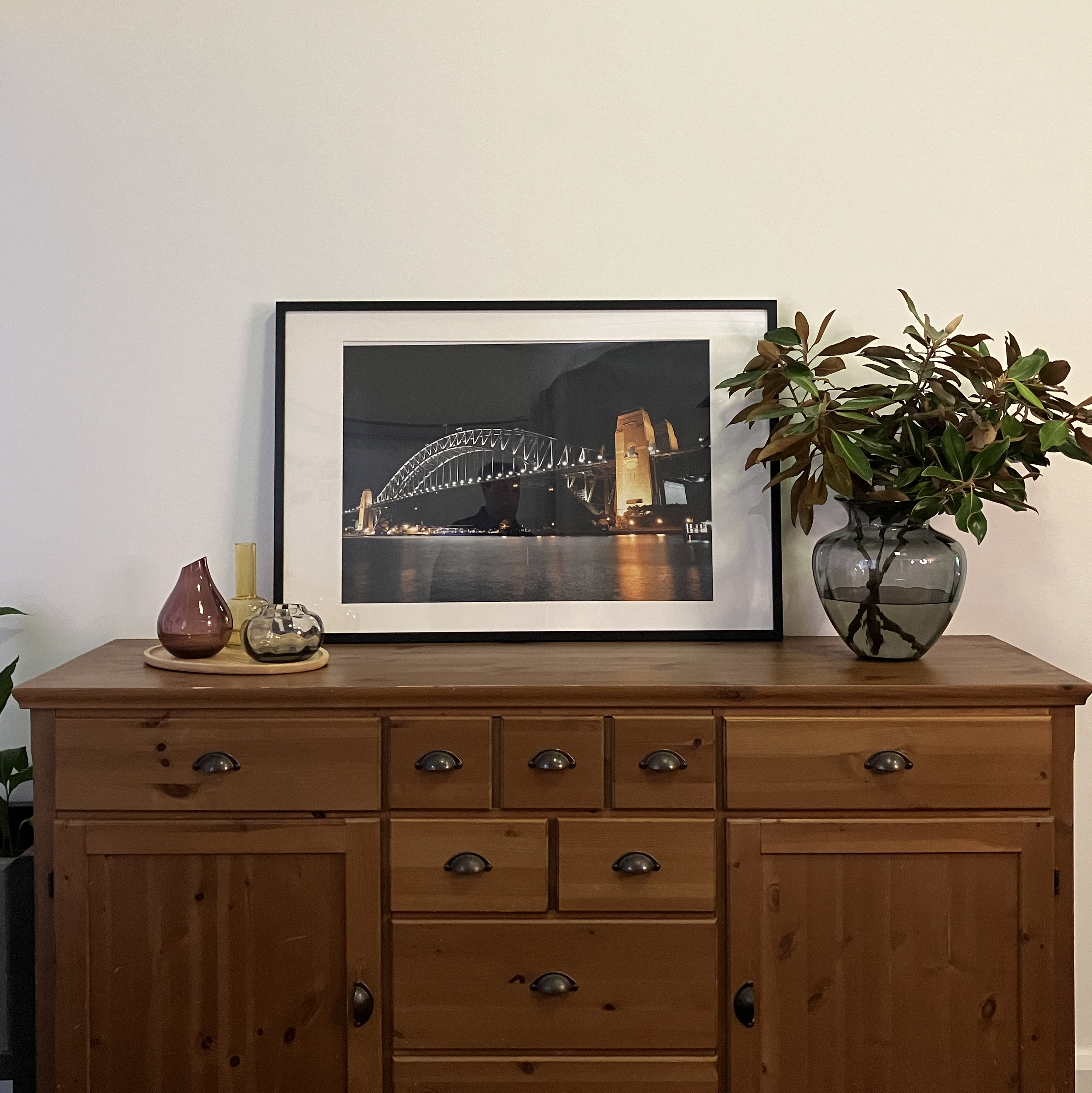 Decluttered and styled sideboard