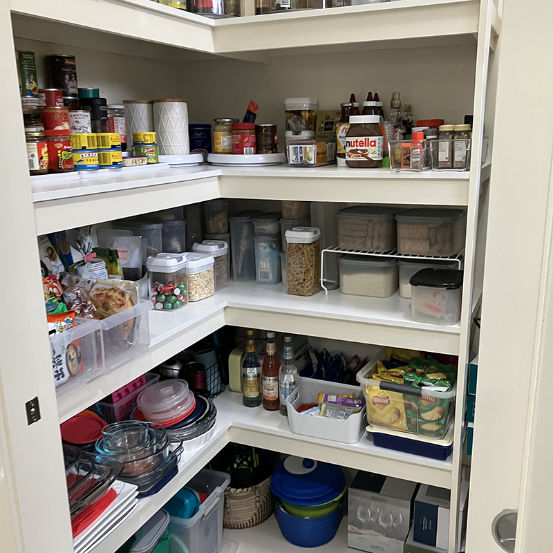 Walk-in pantry decluttered and organised